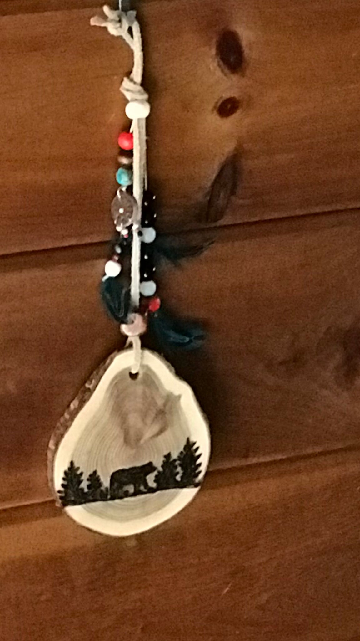 Black Bear Wilderness Cedar Wood Hanging Ornament